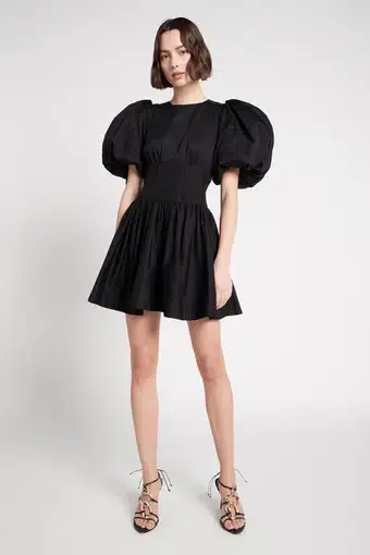 Aje Gianna Puff Sleeve Mini Dress Black Size 12 
