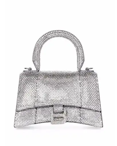 Balenciaga Crystal Embellished Hourglass Tote Bag Grey