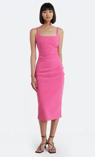 Bec & Bridge Karina Tuck Midi Dress Paradise Pink Size 10 / M