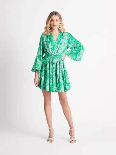 Sheike Jade Palace Dress Green Print Size 12 / L