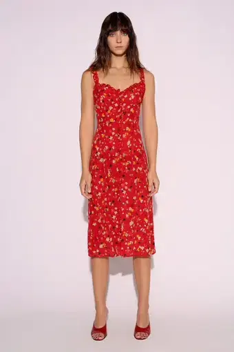 Realisation Par The Juliet Midi Dress Rouge Fleur Print Size XXS / Au 4