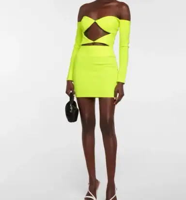 Alex Perry Hadley Mini Dress Neon Yellow Size 10