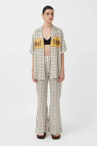 Camilla and Marc Rivoli Button Up Shirt and Wide Leg Pants Set in Honey Print Size 8