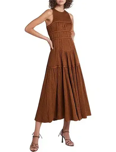 Aje Tidal Corset Midi Dress Coffee Brown Size 8 / S