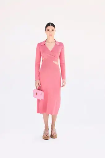 Cult Gaia Cristina Ribbed Knit Midi Dress Pink Size S / Au 8