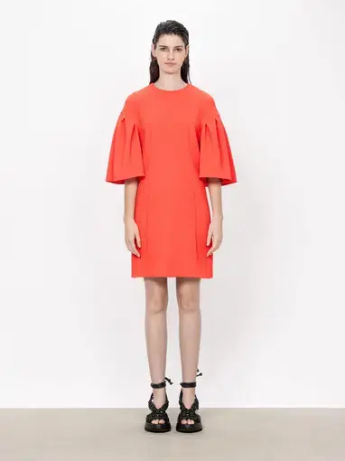 Veronika Maine Stretch Cloque Shift Dress Fire Cracker Red/Orange Size 6 / XS