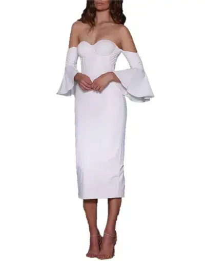 Elle Zeitoune Electra Midi Dress White Size 10