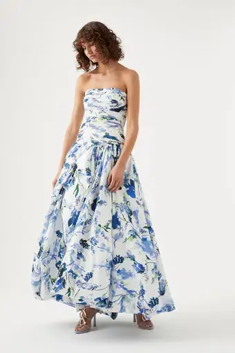 Aje Violette Bubble Hem Maxi Dress Print Size 10