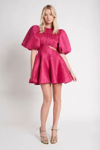 Aje Admiration Asymmetric Mini Dress Fuchsia Pink Size 12 / L