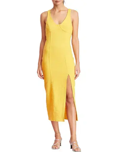 Bec & Bridge Cle'mence Midi Dress Yellow Size 8