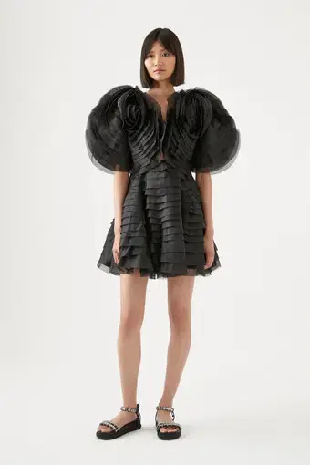 Aje Amour Ruffle Mini Dress Black Size 6 / XS