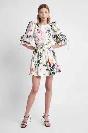 Aje Drift Floral-print Cotton Mini Dress Size 8