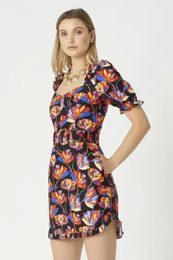 Rebecca Vallance Cintia Short Sleeve Mini Dress Floral Size 12