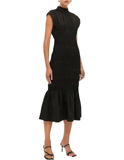 Saba Keira Shirred Midi Dress Black Size 10 