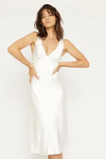 Third Form Gather Bra Bias Slip Dress White Size 12 