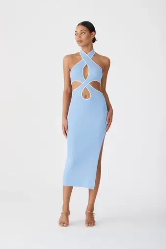 San Sloane The Monica Midi Dress Blue Size 8