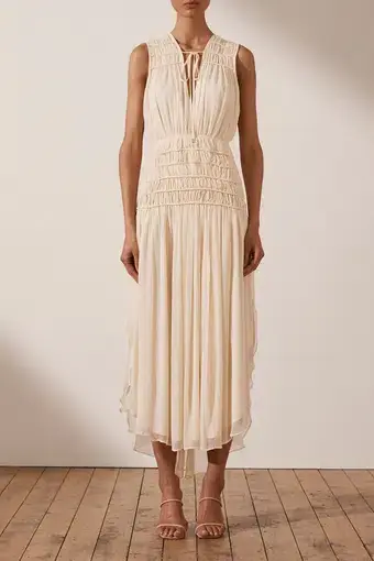 Shona Joy Delphine Sleeveless Midi Dress Cream Size 8