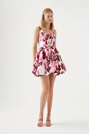 Aje Suzette Mini Dress Red Floral Size 6