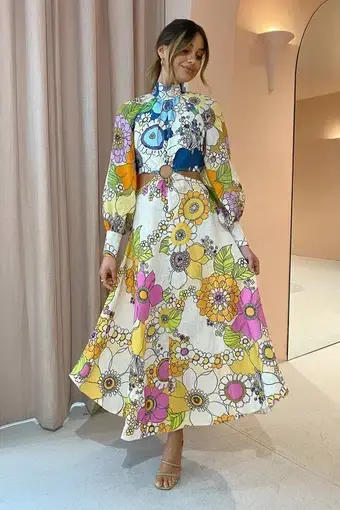 Alemais Farrah Cut Out Midi Dress Multi Size 10 