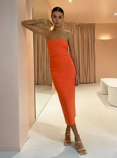 Bec & Bridge Cecily MIdi Dress in Blood Orange Size 8 / S