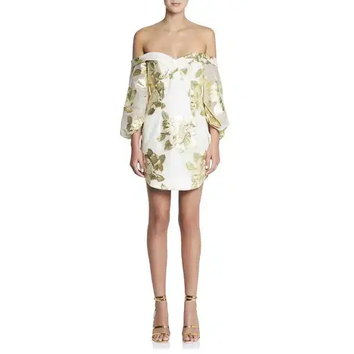 Manning Cartell Floral Alchemy Mini Dress in White/Gold Size 8