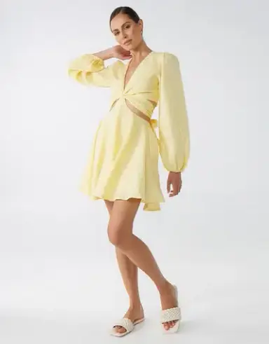 Lover Viva Mini Dress in Lemon Meringue Size 10