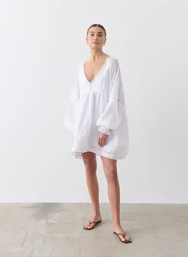 Joslin Lillian Linen Ramie Smock Dress White Size 4 / XXS