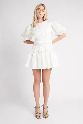 Aje Tidal Tucked Mini Dress Ivory White Size 8 / S