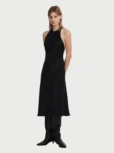 Silk Laundry Halter Midi Dress Black Size M / Au 10
