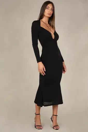 Misha Engracia Slinky Jersey Midi Dress Black Size 8 