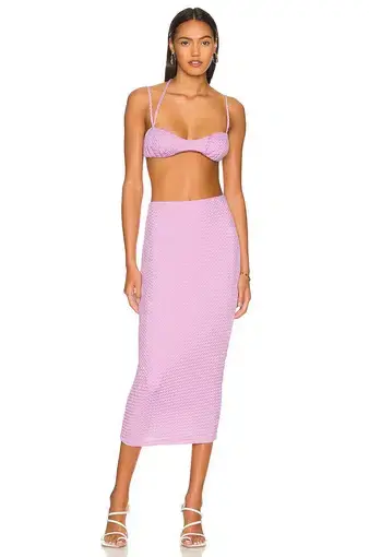 Camila Coelho Helen Top and Midi Skirt Set Soft Lavender Size 8