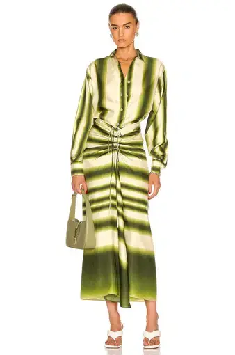 Christopher Esber Blurred Stripe Ruched Skirt Green Size 10 