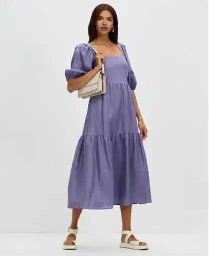 Aere Tie Back Midi Dress Purple Size 12
