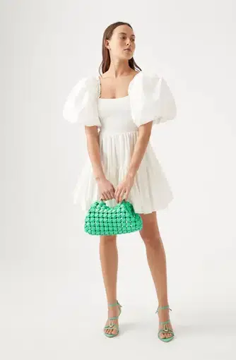 Aje Casa Puff Sleeve Mini Dress Ivory White Size 8 / S