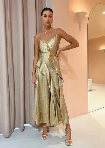 Acler Queensbridge Dress in Gold Size 10