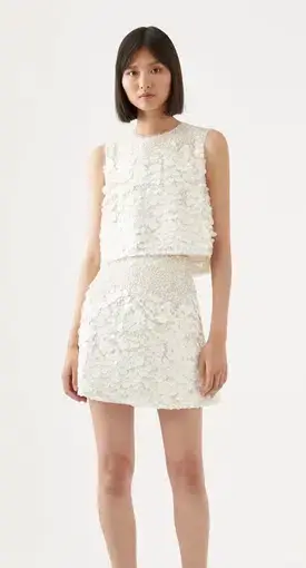 Aje Cherie Sequin Mini Skirt White Sequin Size 12
