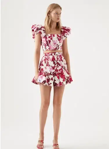 Aje La Vie Bubble Mini Skirt Floral Size 10