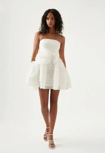 Aje Sculptura Expressive Pleated Mini Dress White Size 10