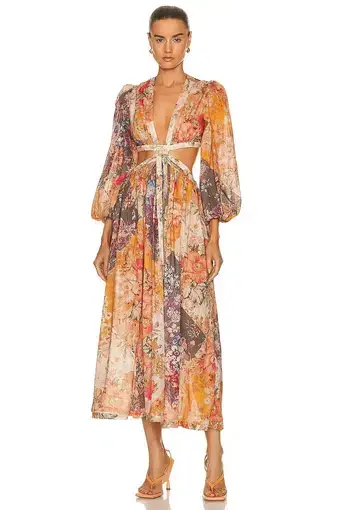 Zimmermann The Pattie Patchwork Long Dress in Patch Floral Size 0/Au 8