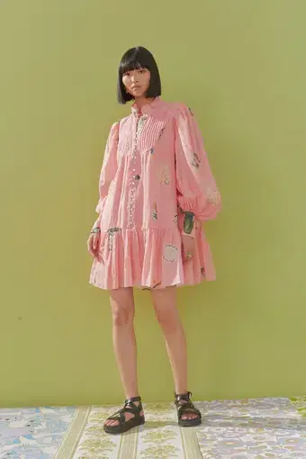 Alemais Cleo Smock Mini Dress Pink Size 6 