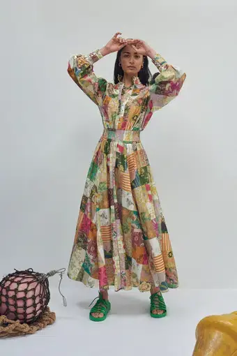 Alemais Hattie Patchwork Midi Dress Multi Size 10