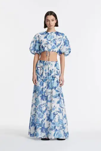 Sir The Label Amaris Puff Sleeve Top & Gathered Skirt Set Floral Print Size 0 / Au 6