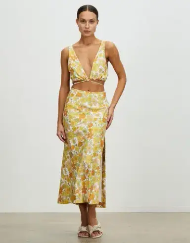 Lover Valerie Bra Top and Midi Skirt Set in Feel Good Floral Size 6