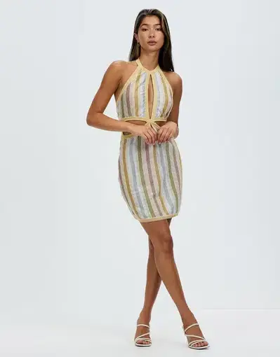Suboo Luella Halter Mini Dress Stripe Size 8
