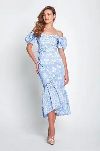 Alice McCall Izabella Midi Dress in Blue Floral Size 6