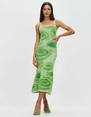 House of Sunny Hockney Dress in Lilypads Palm Green Size 10