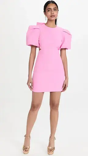 Rebecca Vallance Jaclyn Cutout Bow Embellished Mini Dress Bubblegum Pink Size 12