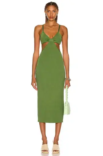 Cult Gaia Serita Knit Dress in Olive Green Size XS/ AU 6