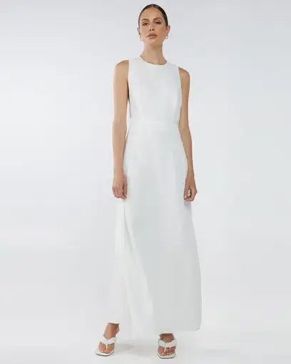 Aere Back Detail Midi Dress White Size 10