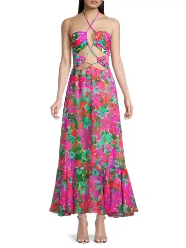 Patbo Gabi Cutout Floral Maxi Dress Size XS/ AU 6